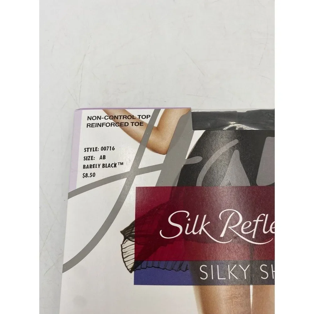 Hanes Silk‎ Reflections Silky Sheer #715 Non Control Top Barely Black Size AB